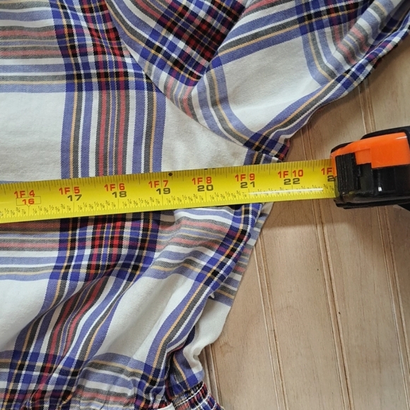 Free Assembly Plaid Ruffled Waist Dined Flowy Pockets Cotton Short Dress - Picture 9 of 10